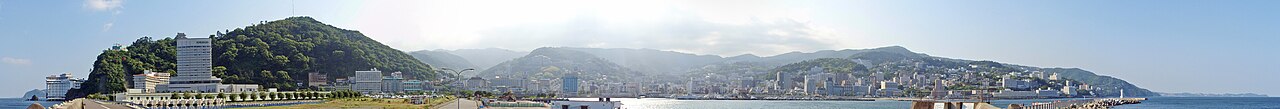 A panorama of the Atami townscape rising above Sagami Bay