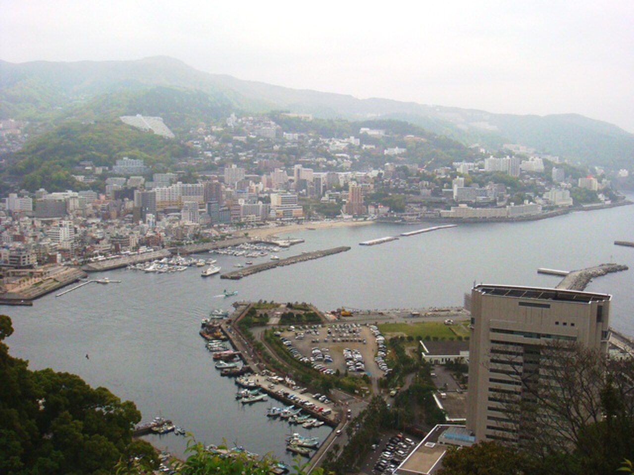 Atami town and bay seen from a mountain vantage