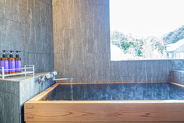 The private bath with a window