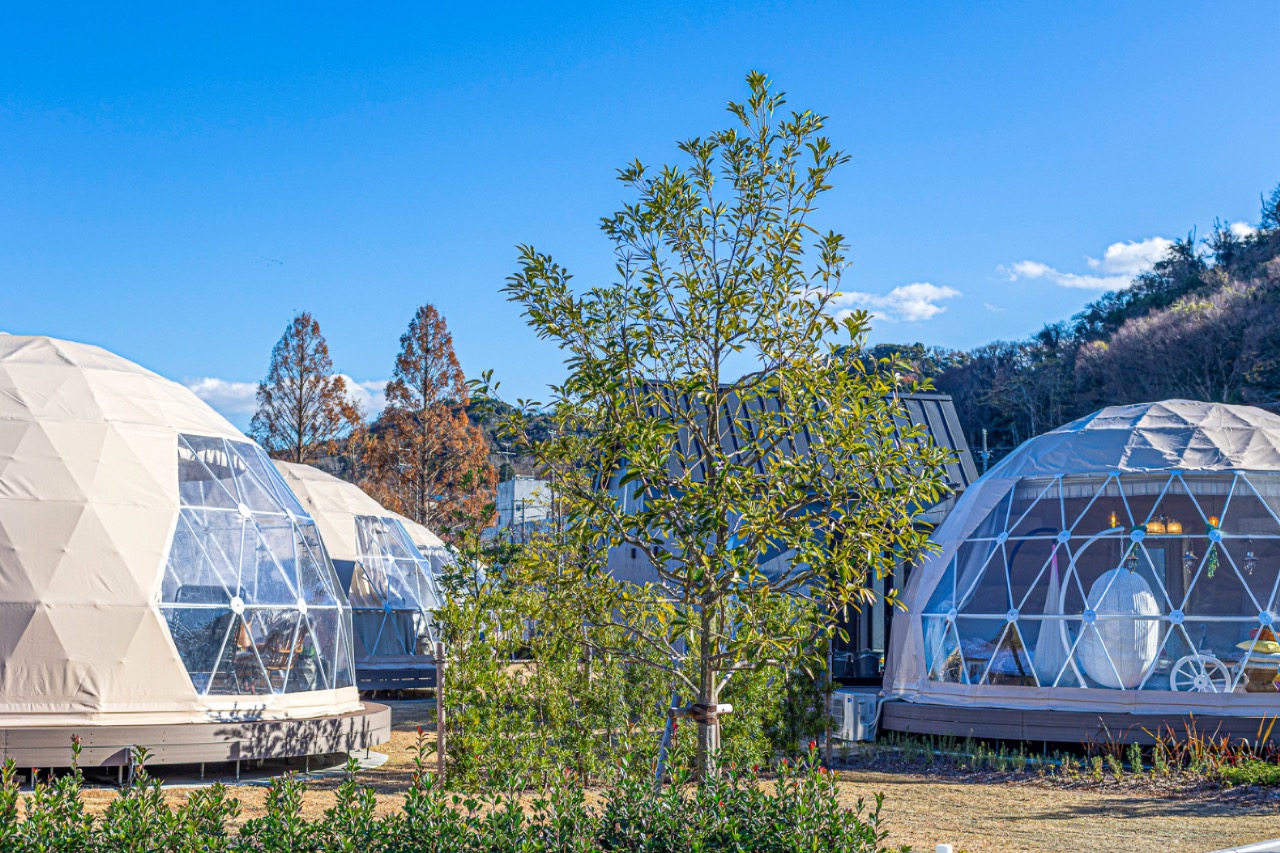 The seaside domes at sunset