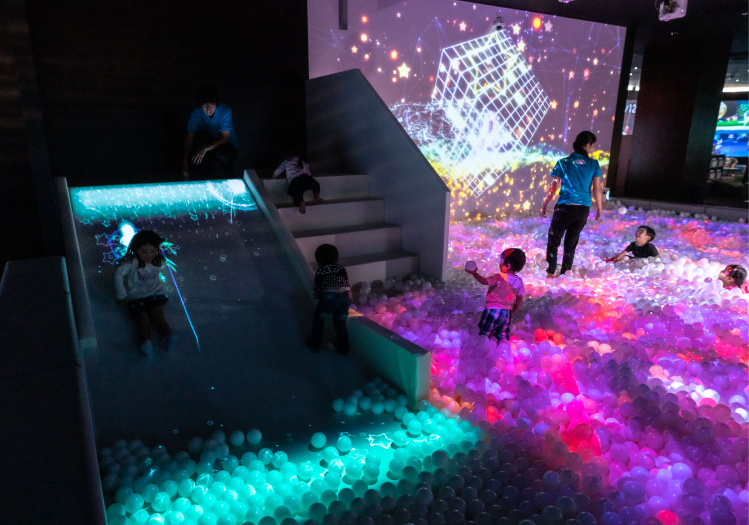 The indoor digital ball-pool at LaLaport Numazu