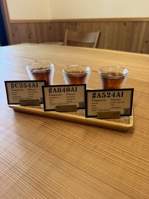 A pour-over flight at Rolling Roasters