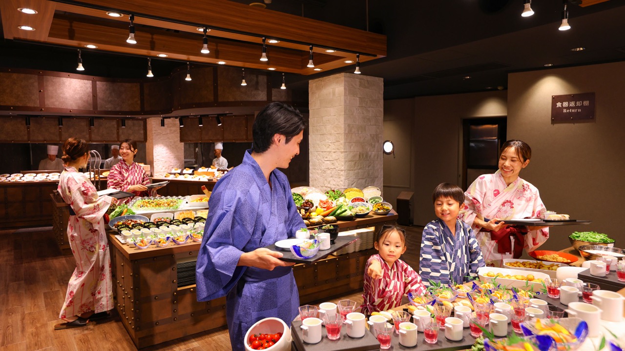 The buffet dining hall