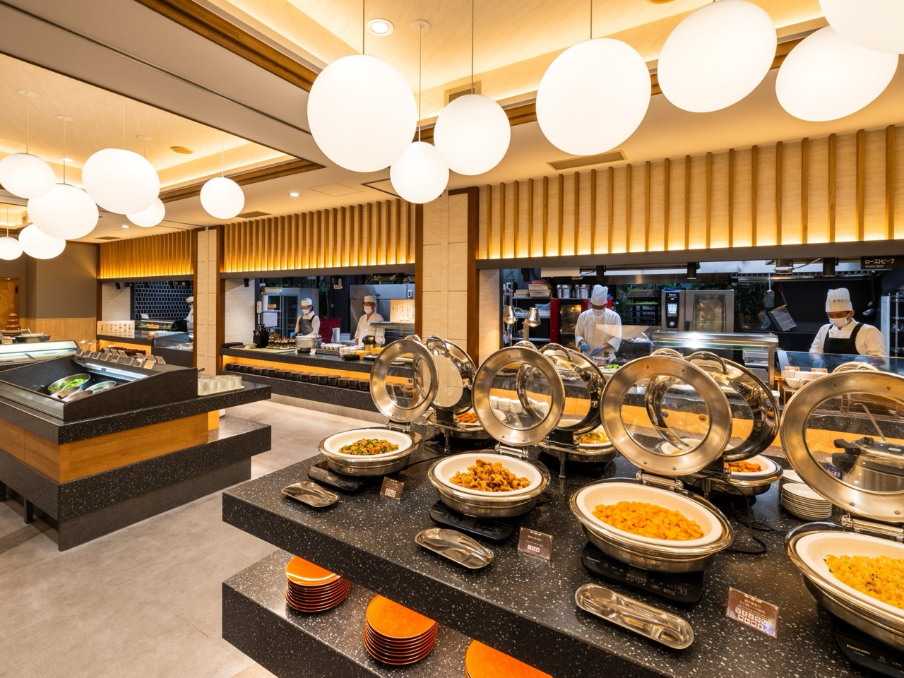 The buffet dining hall